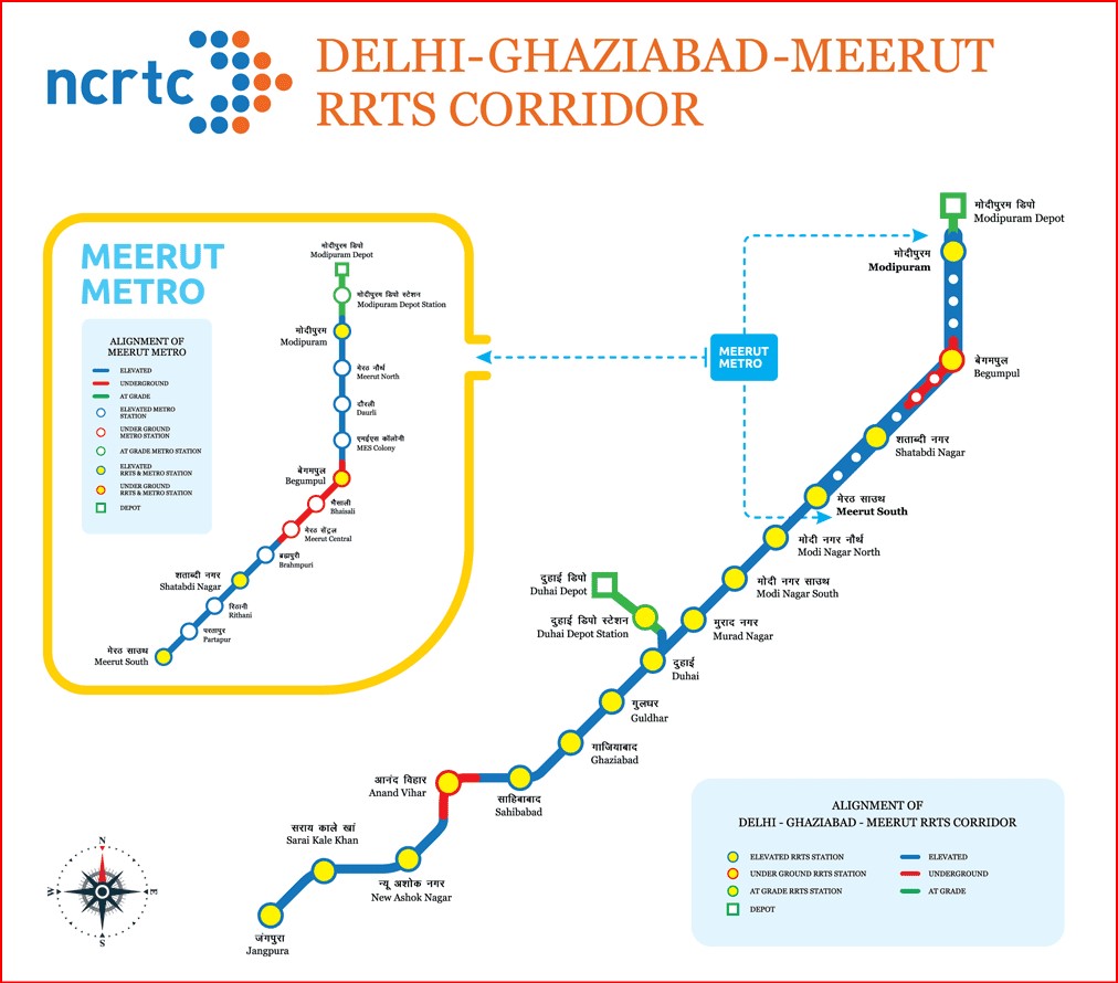 Delhi Meerut RRTS Route Map